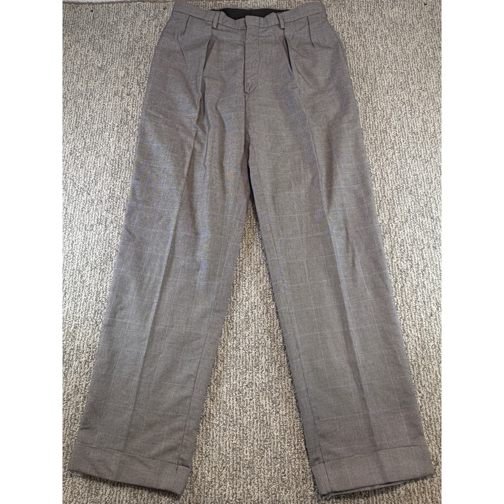 VINTAGE Polo Ralph Lauren Pleated Pants Trousers Geometric Made in USA 34x32